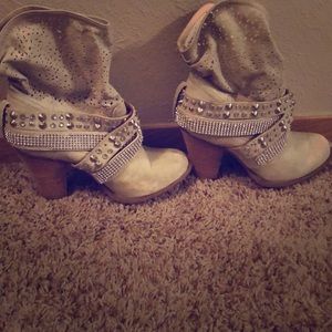 Rhinestone heel boots